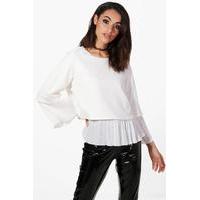 Pleated Panel Blouse - white