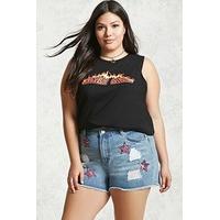 Plus Size Star Denim Shorts