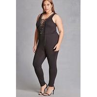 plus size lace up jumpsuit