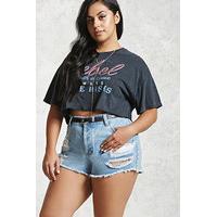 Plus Size Frayed Denim Shorts