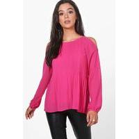 pleated woven blouse pink