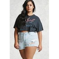 Plus Size Frayed Denim Shorts