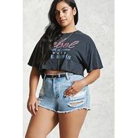 plus size frayed denim shorts