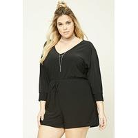 plus size v neck playsuit