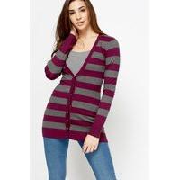 plunge stripe longline cardigan