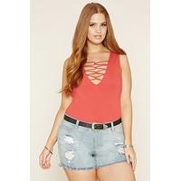 Plus Size Frayed Denim Shorts