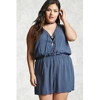 Plus Size Lace-Up Playsuit