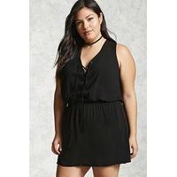 plus size lace up playsuit