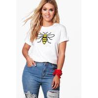 plus bee print t shirt white