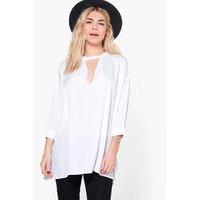 plunge neck oversized tunic ivory