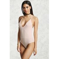 plunging v neck ribbed bodysuit