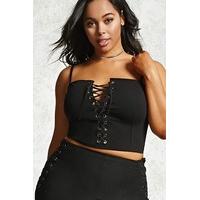 plus size lace up crop top