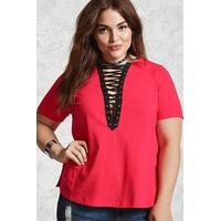 Plus Size Lace-Up Tee