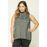 plus size marled hooded top