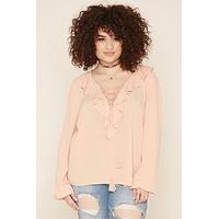 Plus Size Ruffle Lace-Up Top