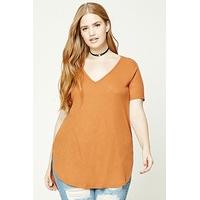 plus size ribbed v neck top