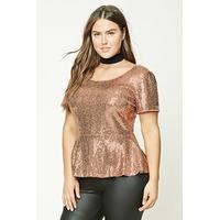 Plus Size Sequin Peplum Top