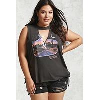 Plus Size Desert Trim Cutout Tee