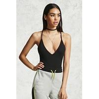 plunging v neck ribbed bodysuit