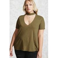 Plus Size Choker Neck Tee