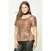 plus size sequin peplum top