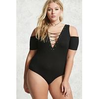 Plus Size Open-Shoulder Bodysuit