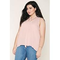 plus size satin tie neck top