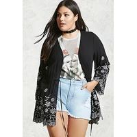 Plus Size Embroidered Kimono