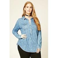 Plus Size Denim Henley Shirt