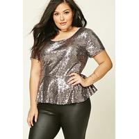 plus size sequin peplum top