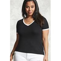Plus Size Ribbed Ringer Tee