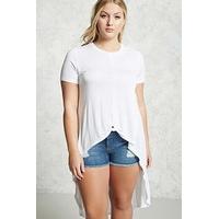 plus size knotted high low tee