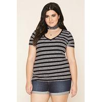 Plus Size Striped V-Neck Top