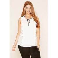 plus size ruffled tie neck top