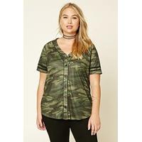 Plus Size Camo Baseball Jersey