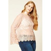 Plus Size Lace Bell-Sleeve Top