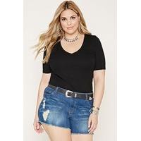 Plus Size V-Neck Ribbed Top