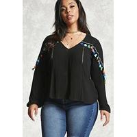 Plus Size Tassel Trim Top