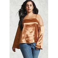 plus size open shoulder satin top