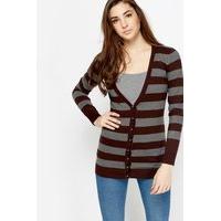 Plunge Stripe Longline Cardigan