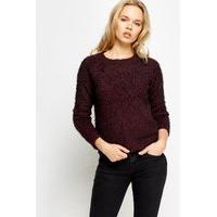 Plum Eyelash Knitted Jumper