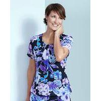 pleat neck lined blouse with bubble hem