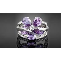 Platinum Plated Crystal Flower Ring