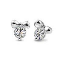 platinum plated crystal bow studs