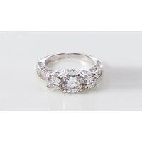 platinum coloured simulated crystal ring 3 sizes