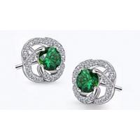 Platinum-Plated Simulated Emerald Twist Earrings