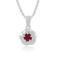 Plaited Texture 9ct White Gold 0.21ct Ruby Pendant on 45cm Chain