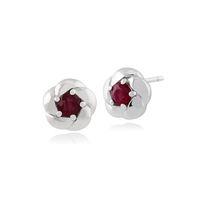 plaited texture 9ct white gold 028ct ruby stud earrings