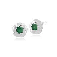 Plaited Texture 9ct White Gold 0.22ct Emerald Stud Earrings