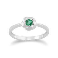 Plaited Texture 9ct White Gold 0.16ct Emerald Ring